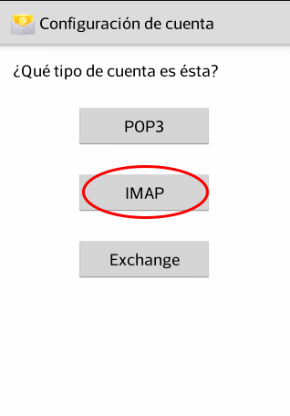 Configuración de cuenta de correo en Android