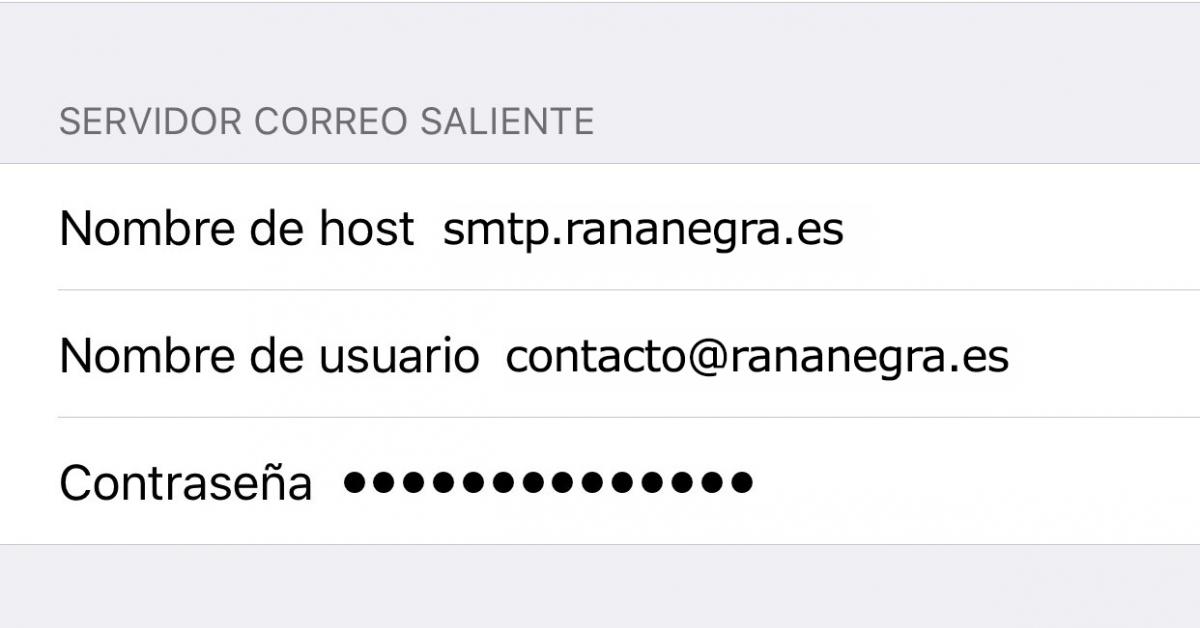 Configurar correo saliente en Iphone