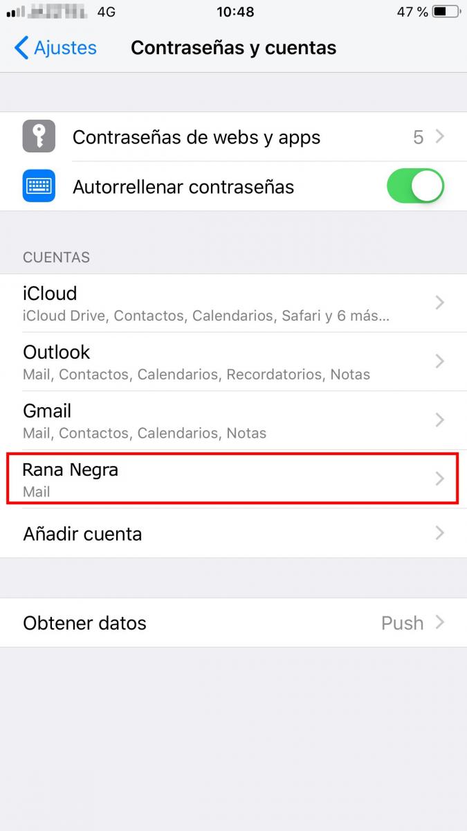 Configuración cuenta de correo Rana Negra en Iphone