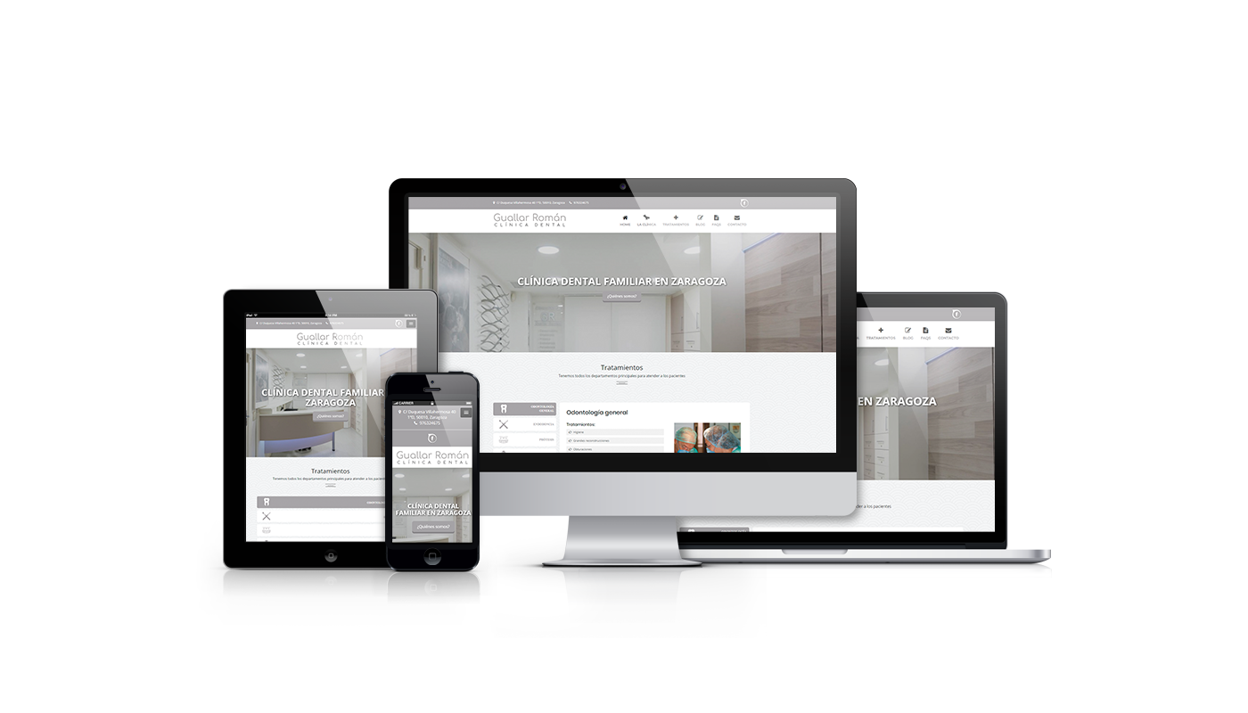 Desarrollo web integral de web corporativa para clínica dental y creación de imagen corporativa.
