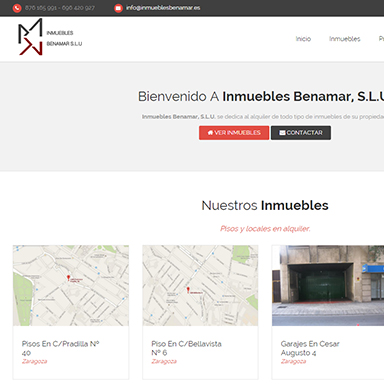 Desarrollo página web Inmuebles Benamar